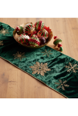 Melrose Regal Green Table Runner with Gold Snowflakes