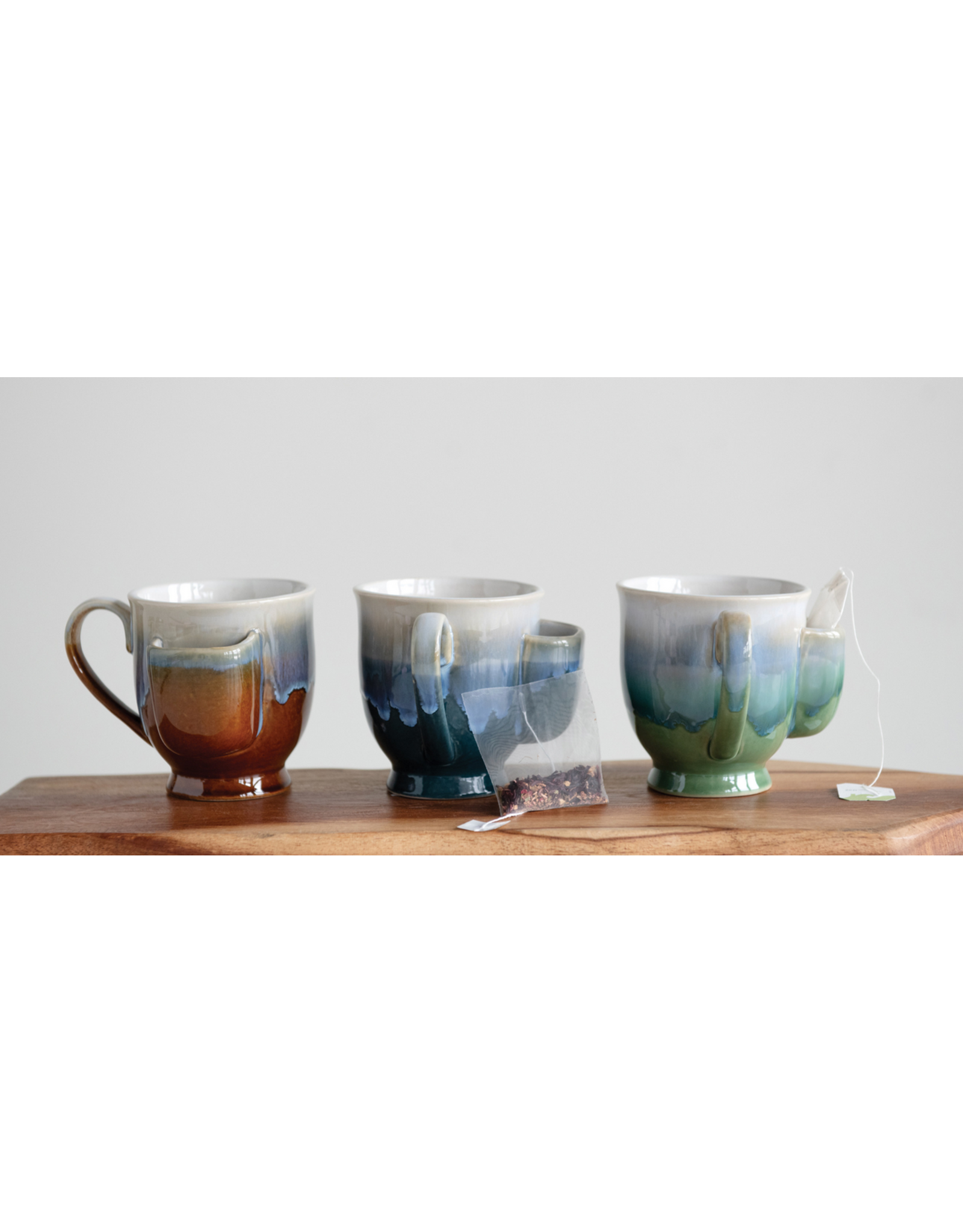 Creative Co-Op Stoneware Mug with Tea Bag Holder
