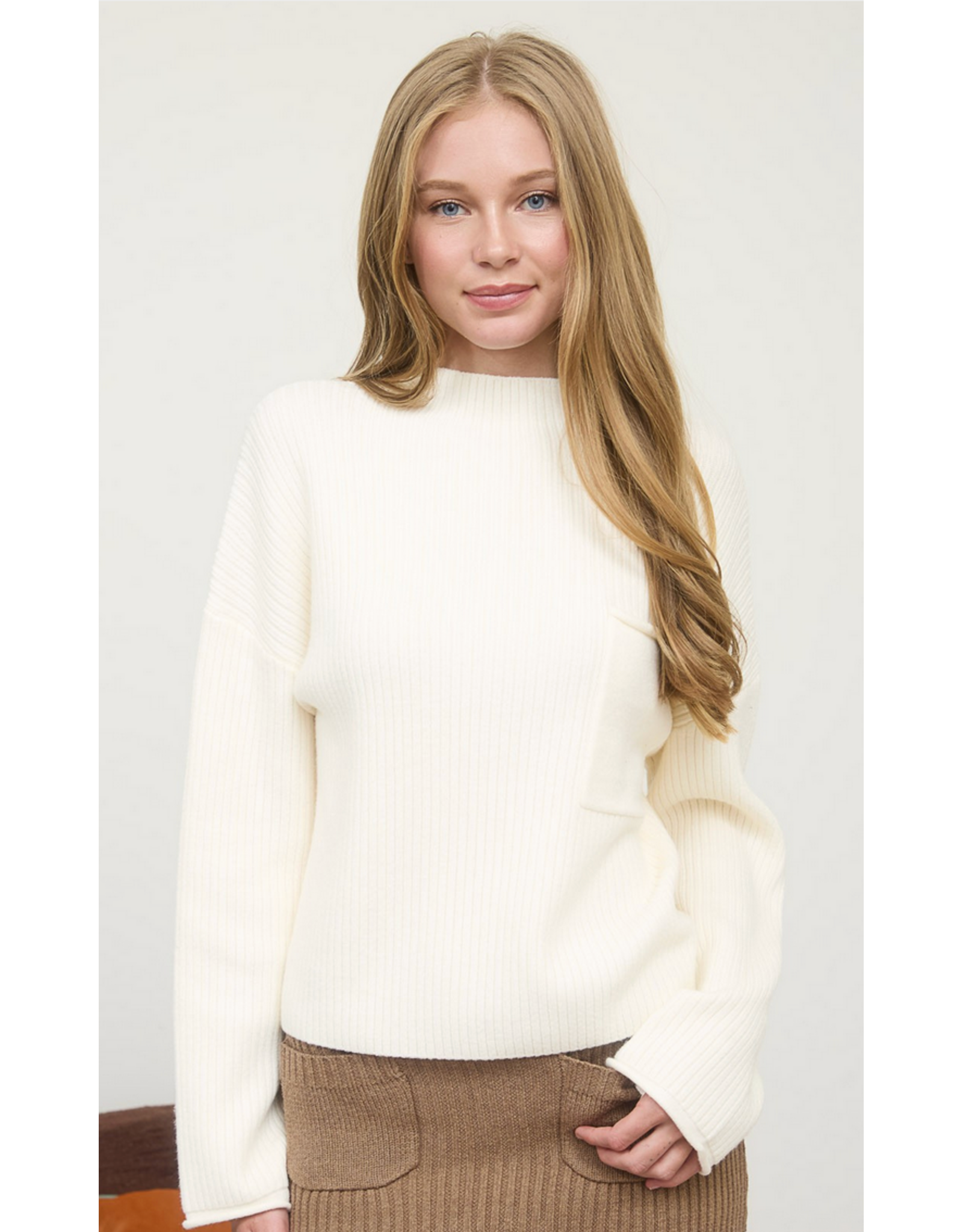 Blu Pepper Mock Neck Long Sleeve Sweater