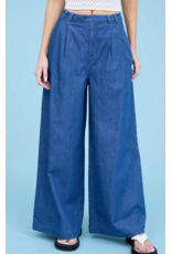 Blu Pepper Dark Chambray Pintuck Wide Leg Pants