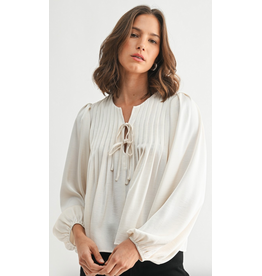 Fun2Fun Pin Tuck Detail Tie Front Blouse