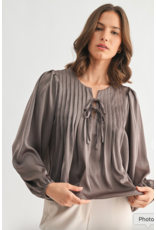 Fun2Fun Pin Tuck Detail Tie Front Blouse