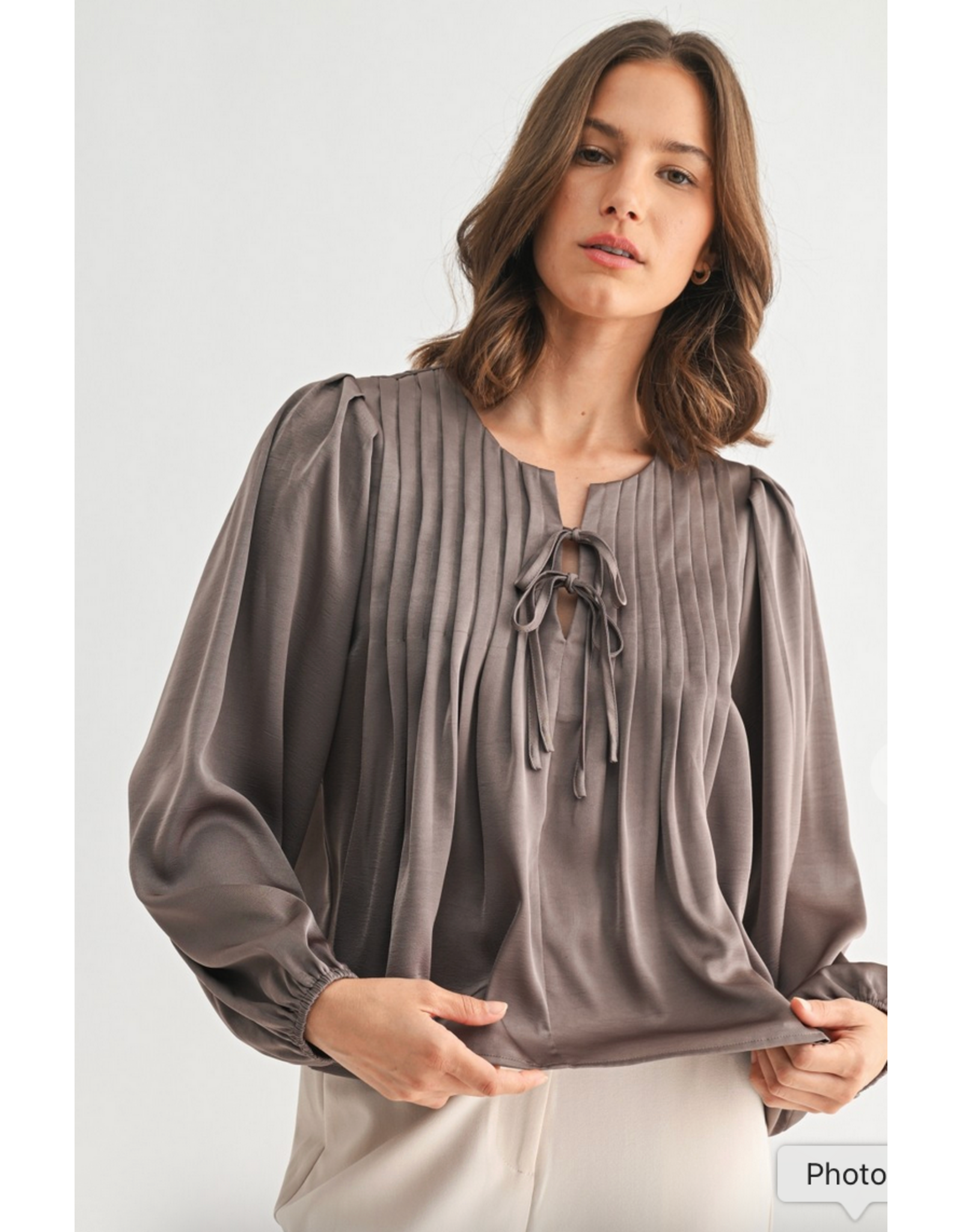 Fun2Fun Pin Tuck Detail Tie Front Blouse