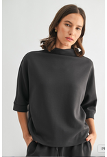 Fun2Fun Scuba Mock Neck Knit Top
