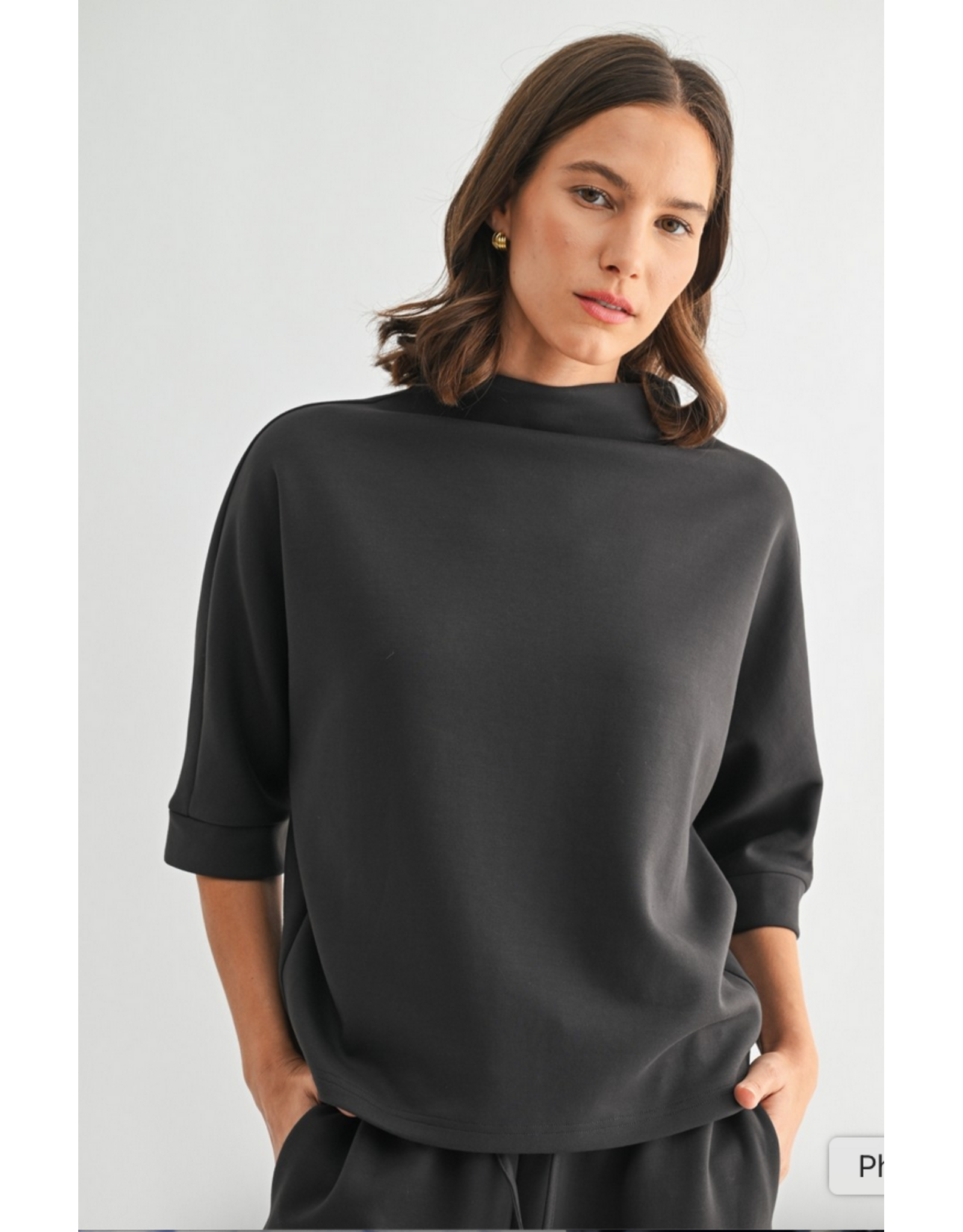Fun2Fun Scuba Mock Neck Knit Top