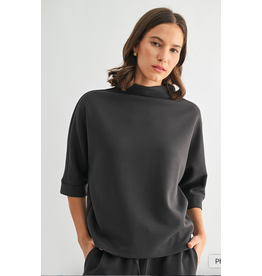 Fun2Fun Scuba Mock Neck Knit Top