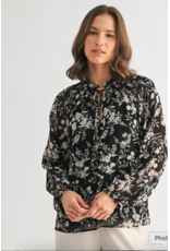 Fun2Fun Flower Print Tie Detail Blouse