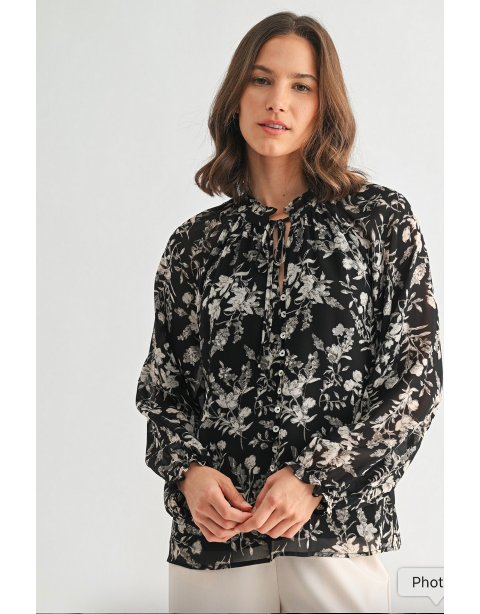 Fun2Fun Flower Print Tie Detail Blouse