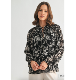 Fun2Fun Flower Print Tie Detail Blouse