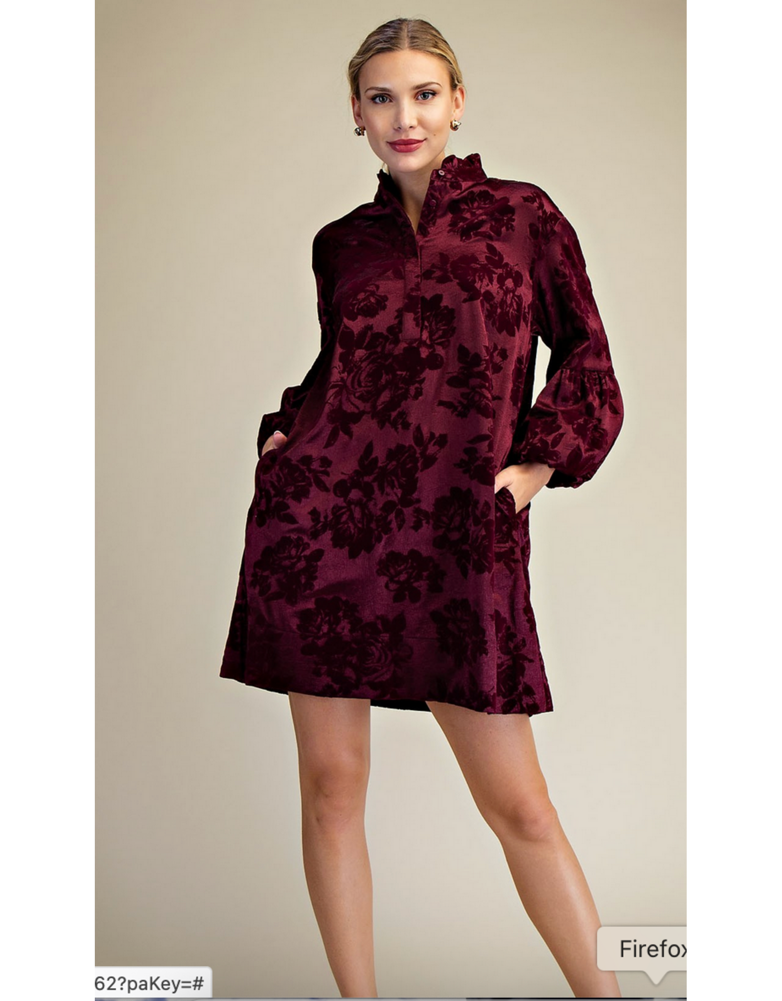 Glam Ruffled Neck Bubble Sleeve Dress
