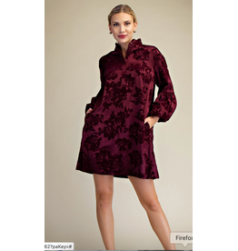 Glam Ruffled Neck Bubble Sleeve Dress