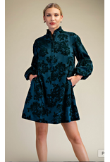 Glam Ruffled Neck Bubble Sleeve Dress Glam Ruffled Neck Bubble Sleeve Dress