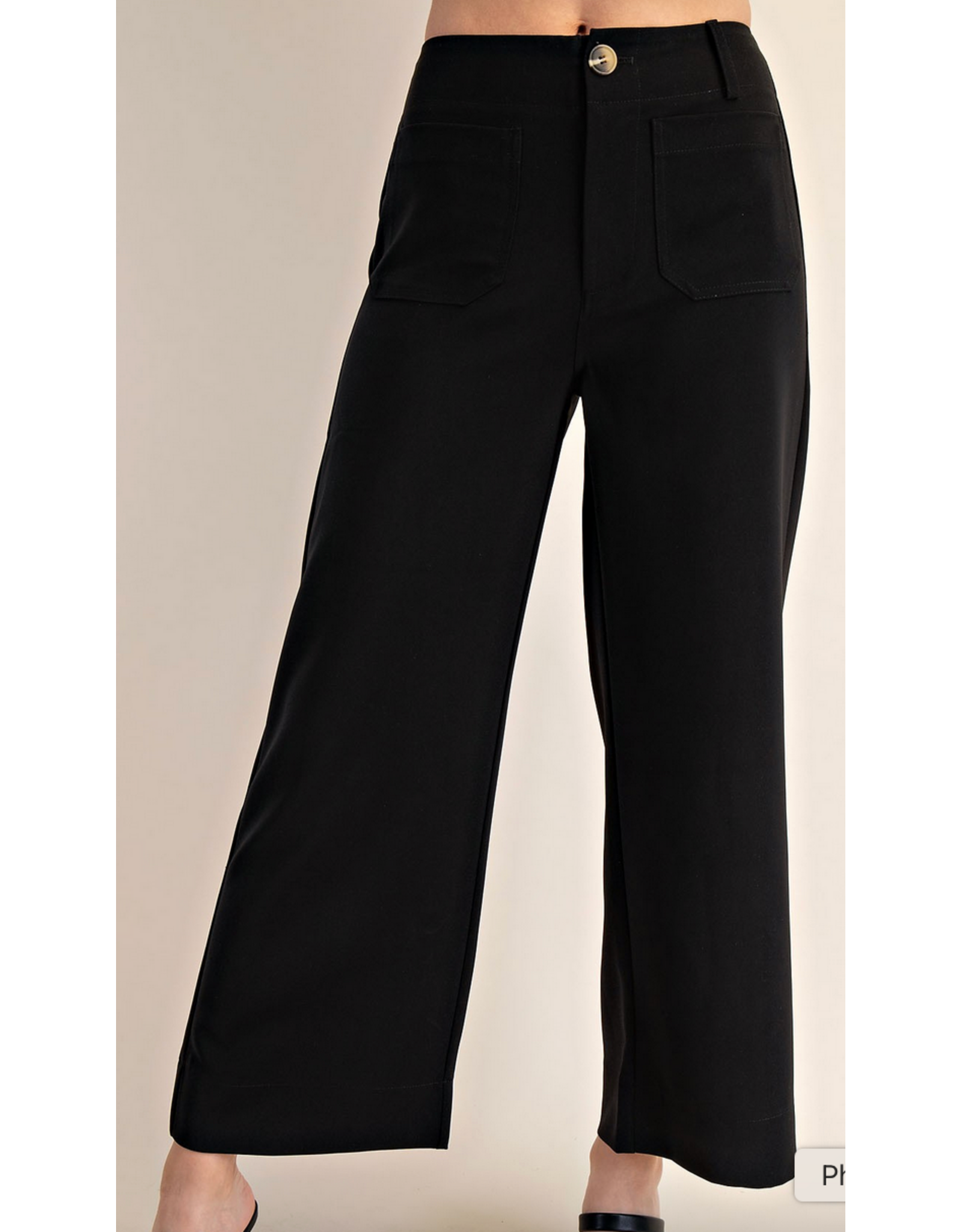 Glam Colette Cropped Wide Leg Black Trouser