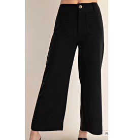 Glam Colette Cropped Wide Leg Black Trouser