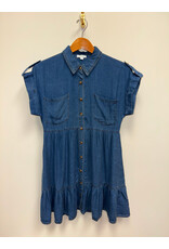 Blu Pepper Dark Chambray Collared Button Down Dress Shirt