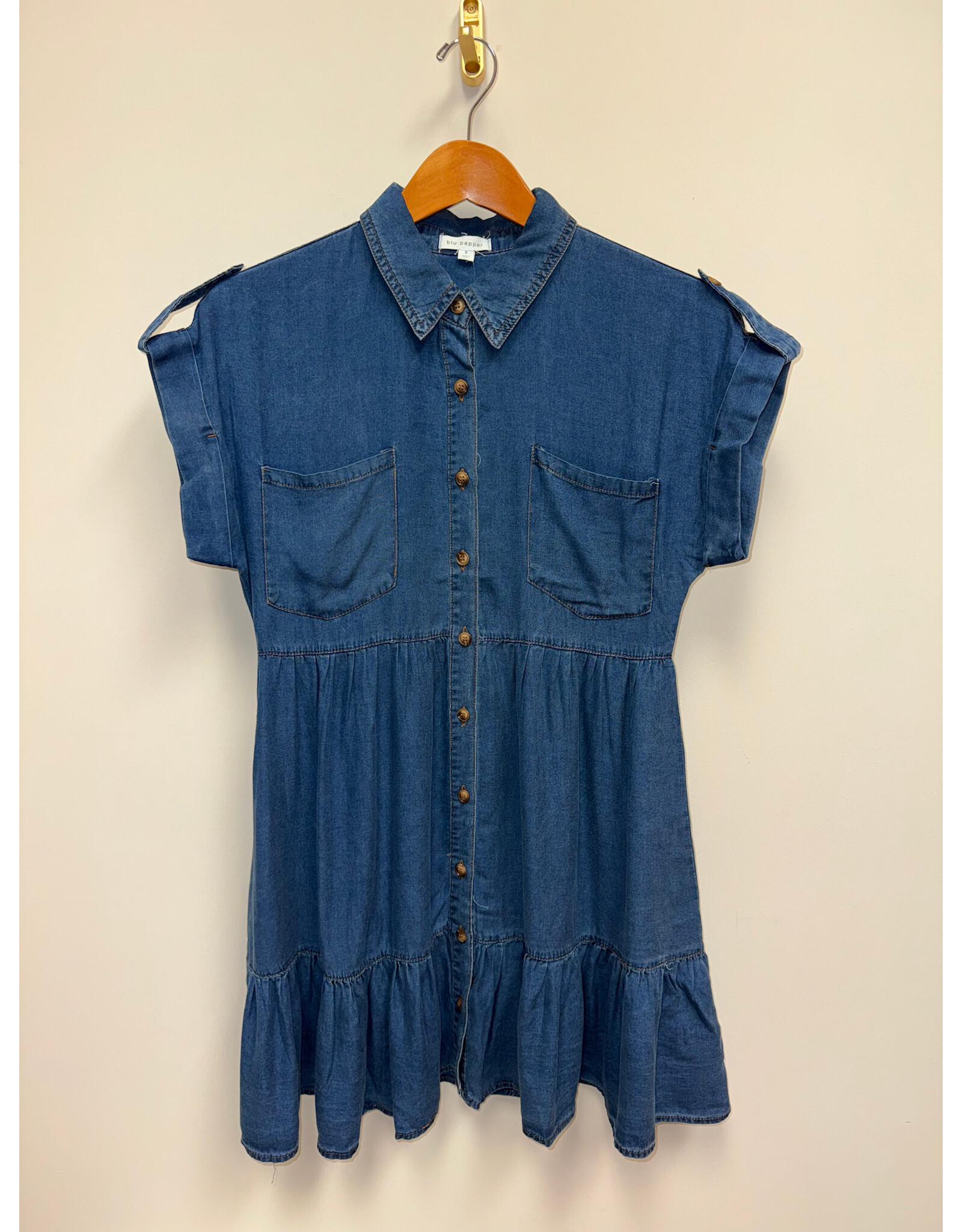 Blu Pepper Dark Chambray Collared Button Down Dress Shirt