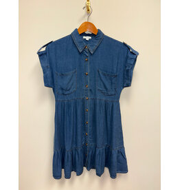 Blu Pepper Dark Chambray Collared Button Down Dress Shirt