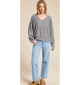 Charlotte Avery Rib Knit V-Neck Dolman Top