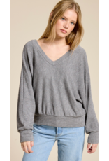 Charlotte Avery Rib Knit V-Neck Dolman Top