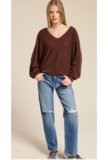 Charlotte Avery Rib Knit V-Neck Dolman Top