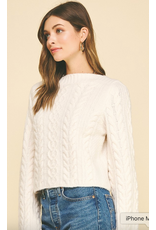Pinch Cream Cable Knit Crop Sweater