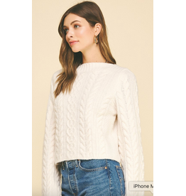 Pinch Cream Cable Knit Crop Sweater