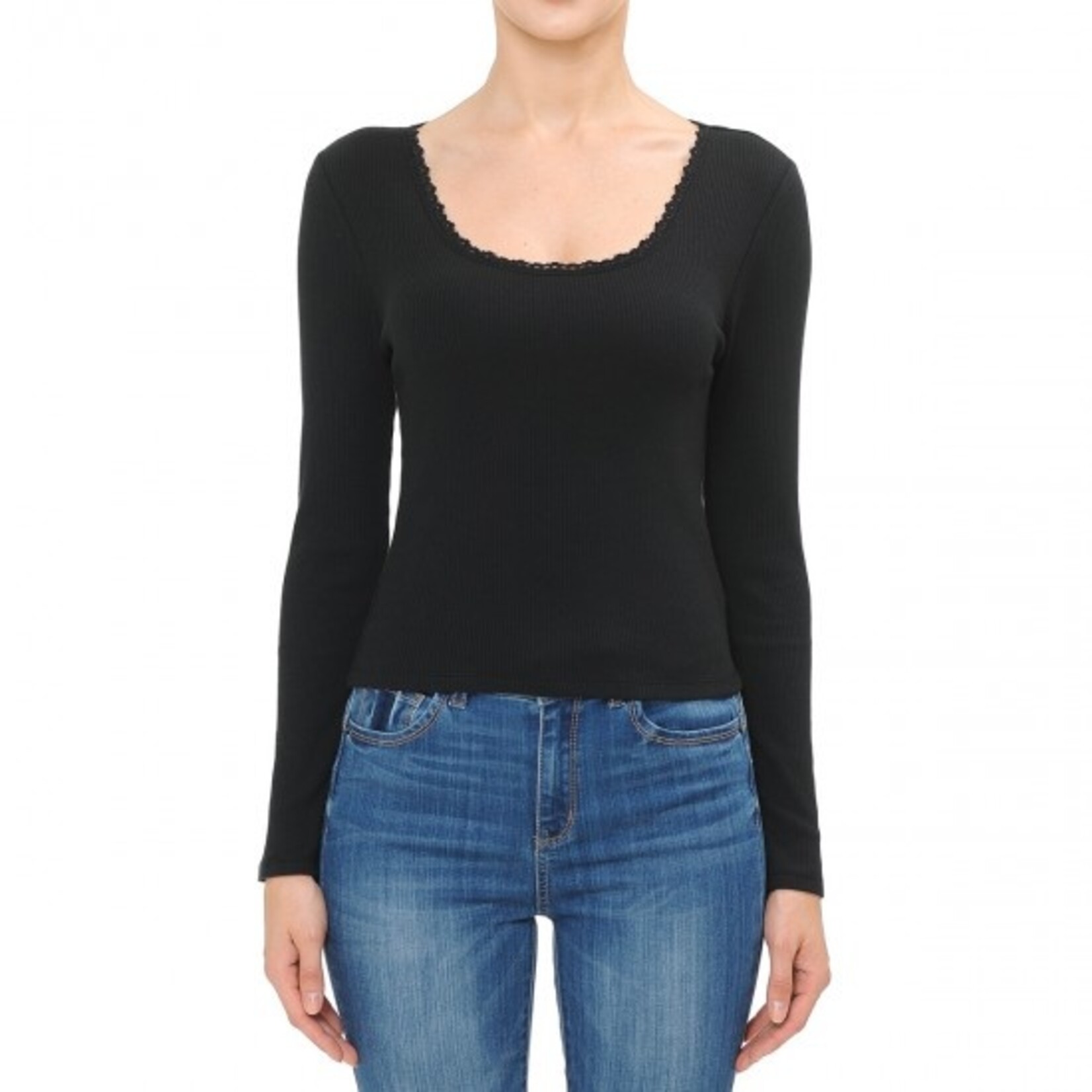 Ambiance Apparel Women's Lace - Trimmed Long Sleeve - 72167