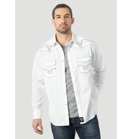Wrangler - Men's Rock 47 Long Sleeve Embroidered Yoke Solid Western Snap Shirt - MRC427W