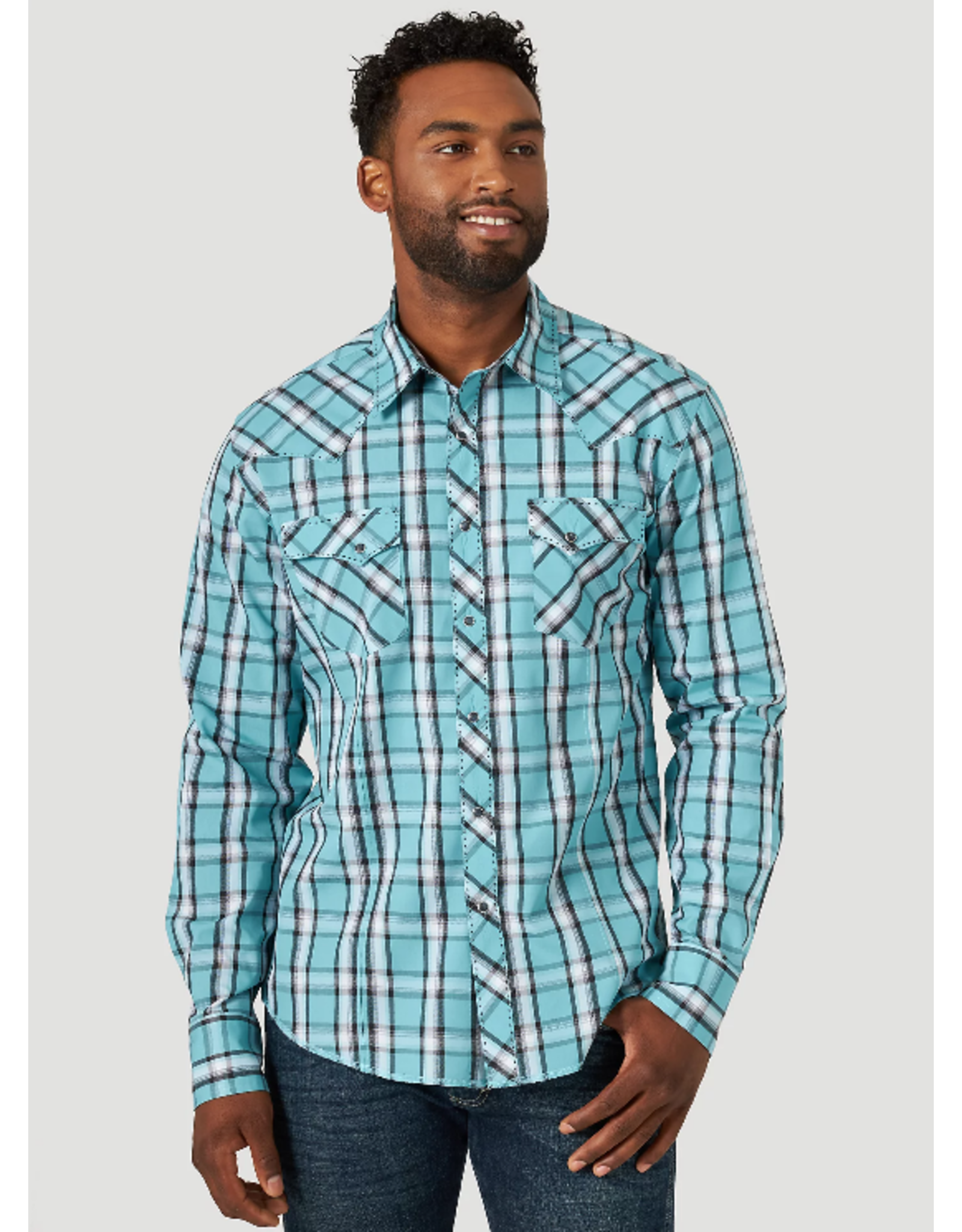 Wrangler - Men's Long Sleeve Fashion Western Plaid Shirt - MVG343Q