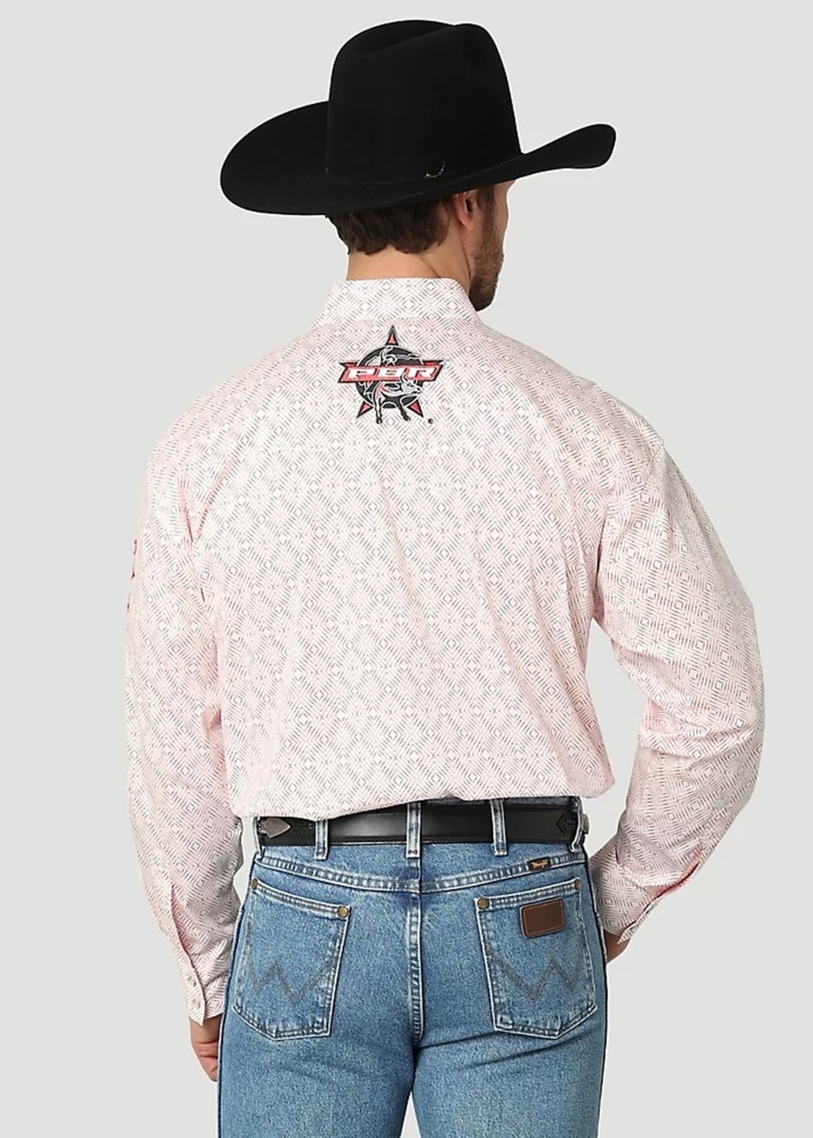 Men's Wrangler PBR® Logo Long Sleeve Plaid Western Snap Shirt In Grey Red –  La Raza Western Wear