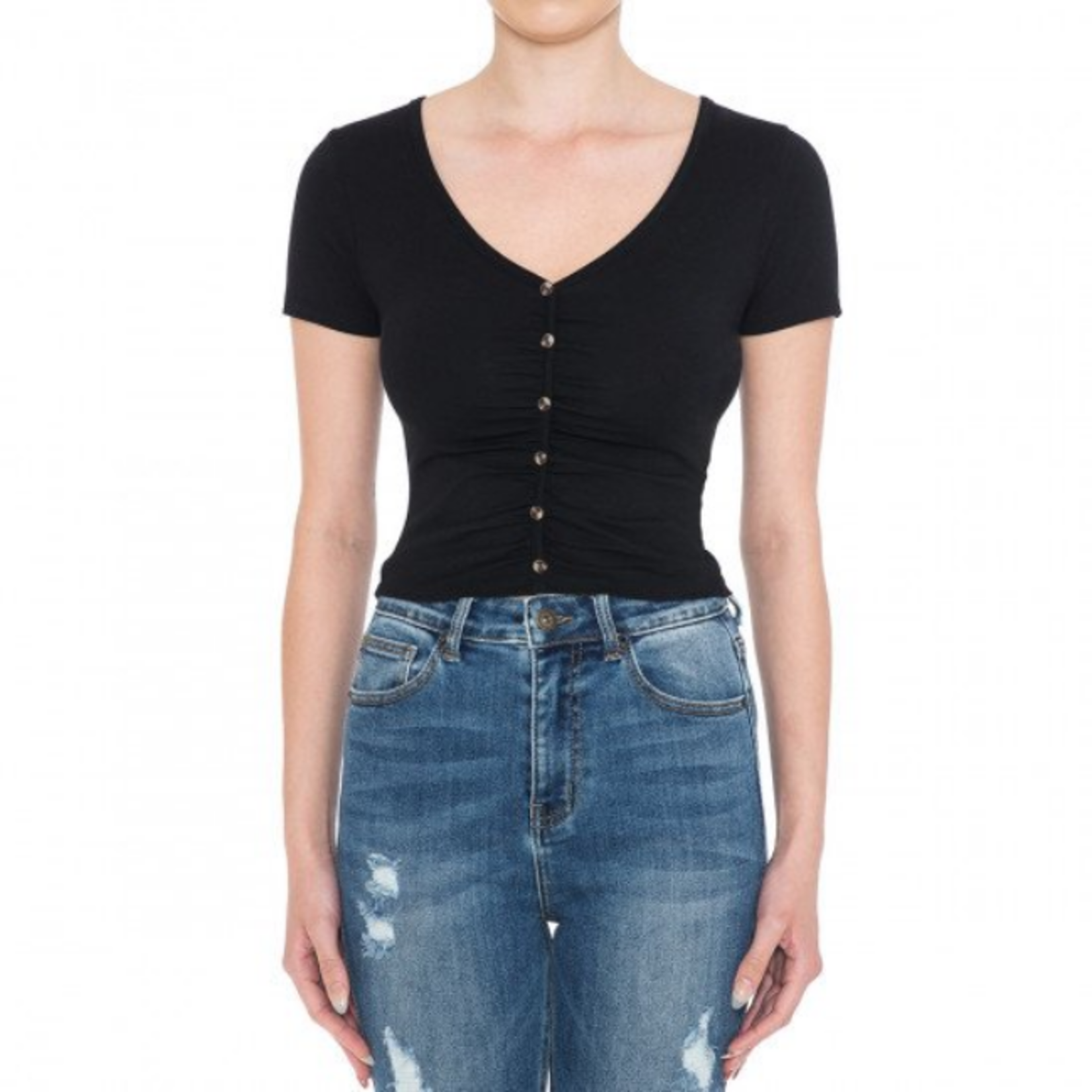 Ambiance Apparel ANBIANCE WOMEN RUCK BK CROP TOP STYLE 73386