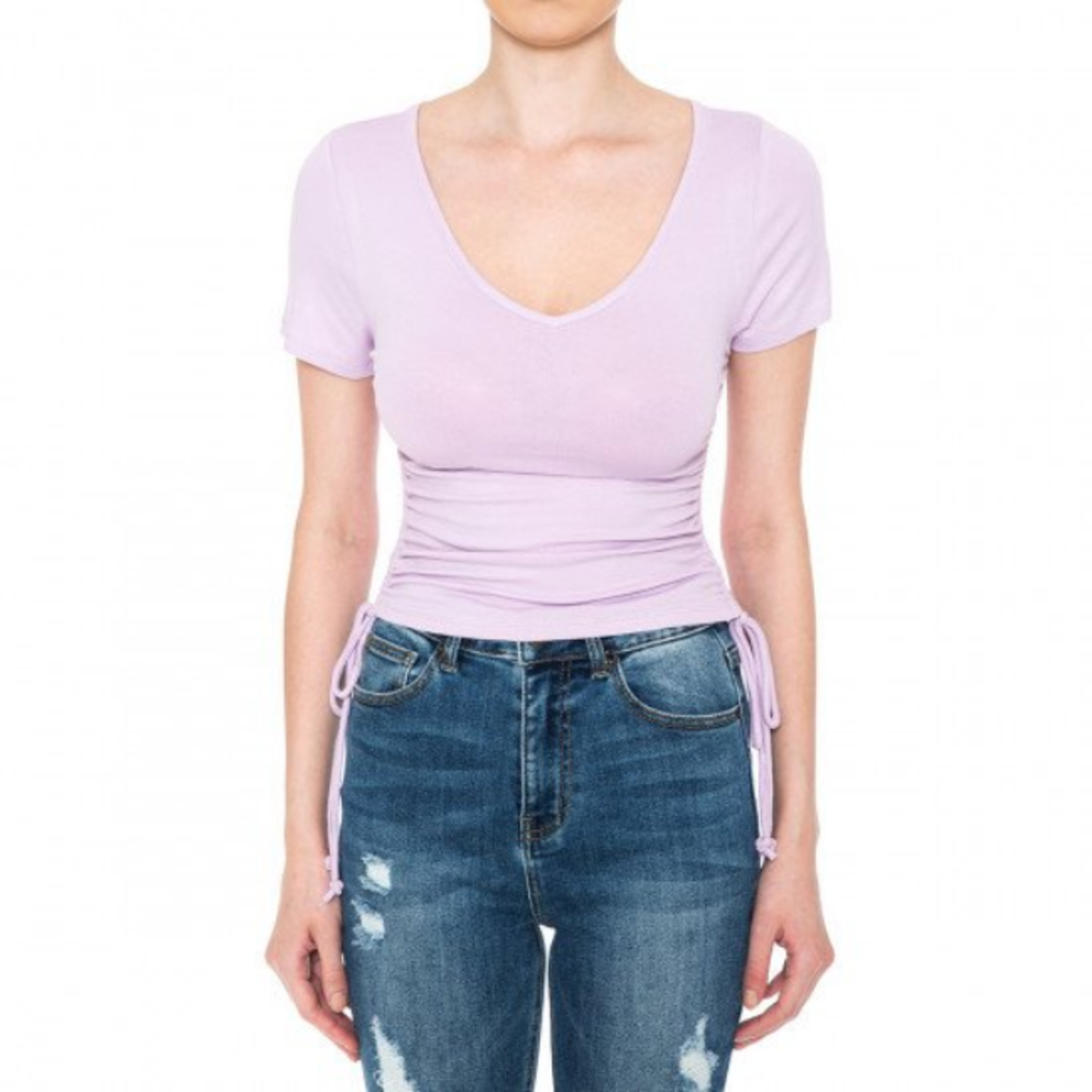 Ambiance Apparel Ambiance - Women's Ruch Side Crop Top - 73434