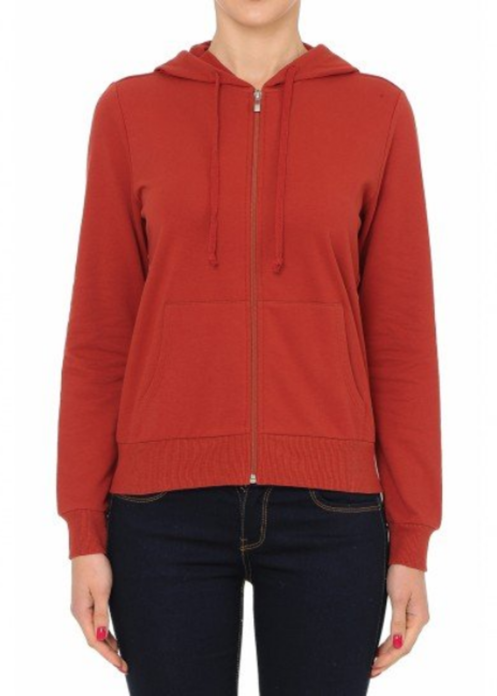 SOFRA LADIES SINGLE JERSEY ZIP-UP HOODIE JACKET (HDC7000A/XA_RED)