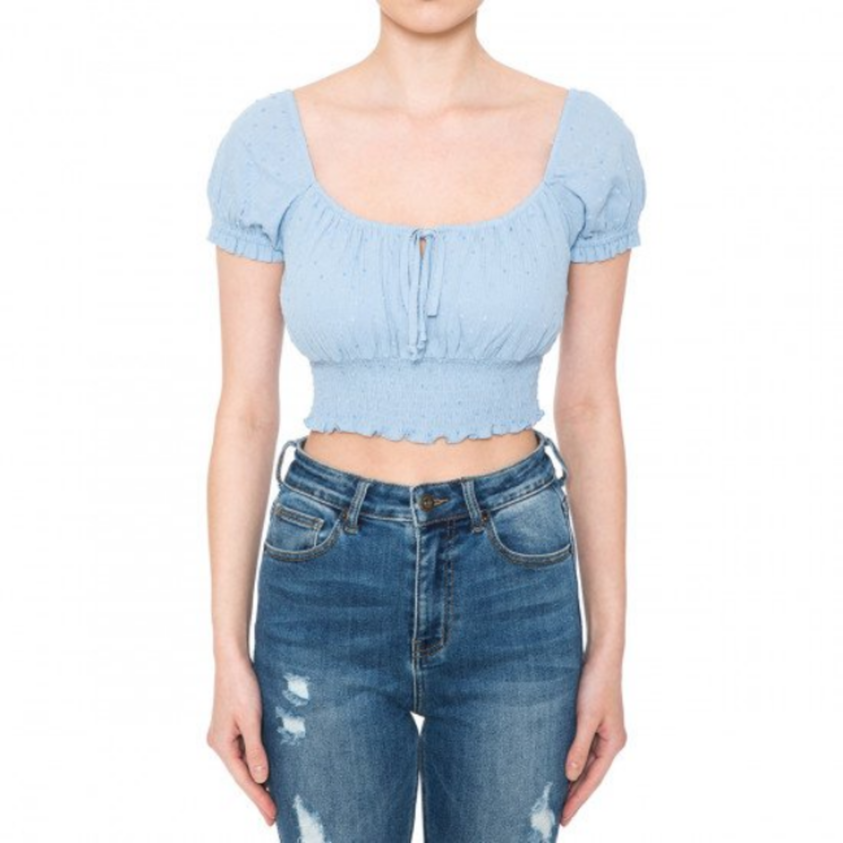 Ambiance Apparel Ambiance - Women Keyhole Neck Crop Top - 73340