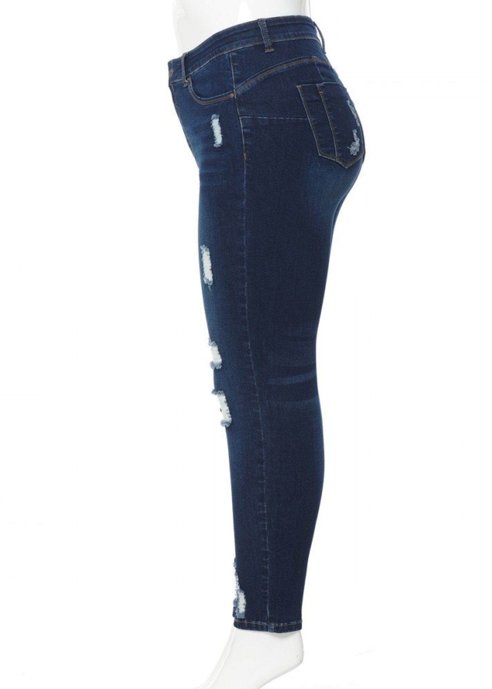 Plus size jeans with torn hips 