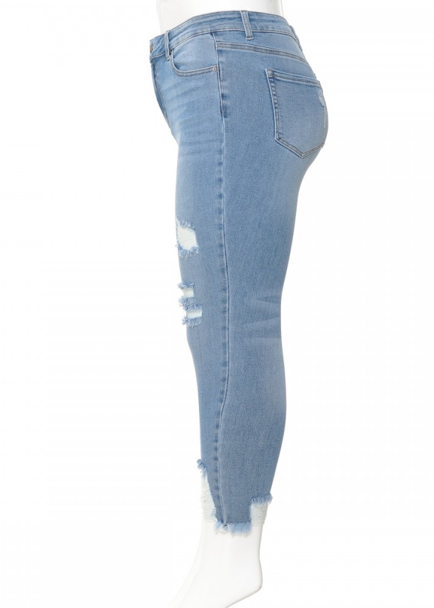 Plus Size WAX Distressed High Waisted Skinny Jeans - Dark Wash