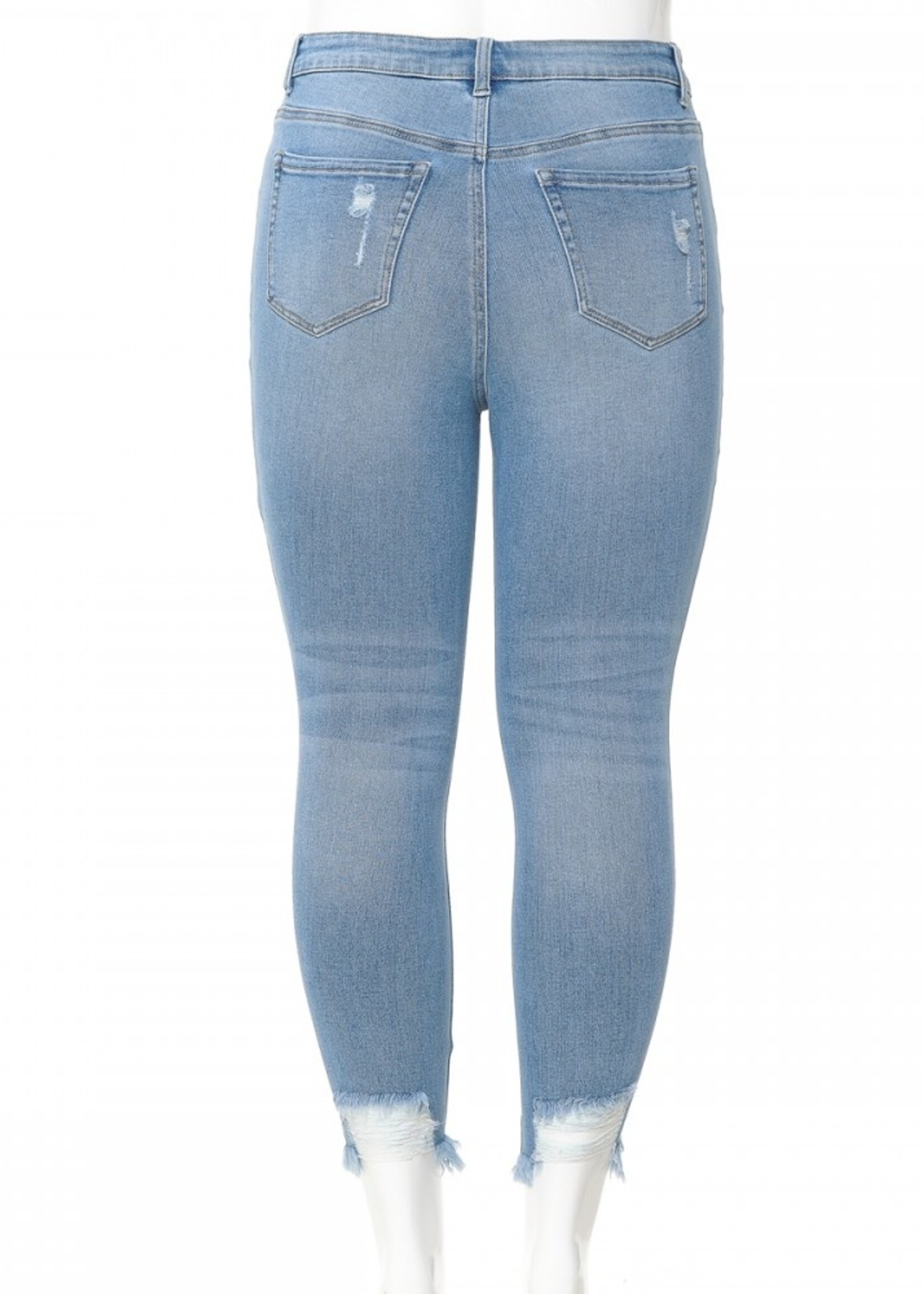 Plus Size WAX Distressed High Waisted Skinny Jeans - Dark Wash