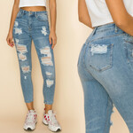 Wax Jeans Wax Jeans Women’s Vintage-Inspired Destructed Ankle Skinny Jean - 90187