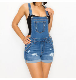 Wax Jeans - Womens Denim Distressed Overalls - 90242
