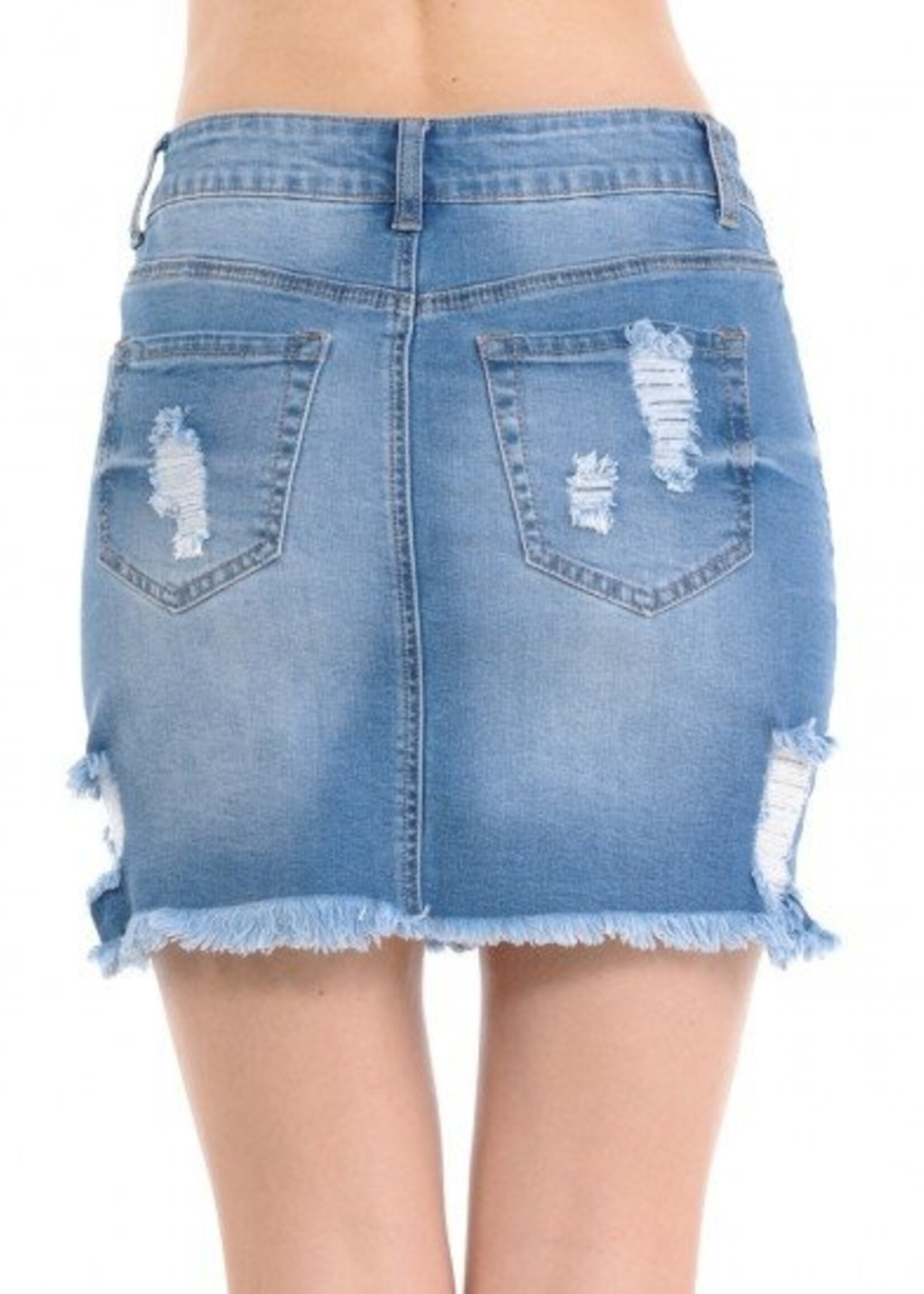 Wax Jeans Skirt Women Small Blue Mini Pencil Denim Fringe Distressed Light  Wash | eBay
