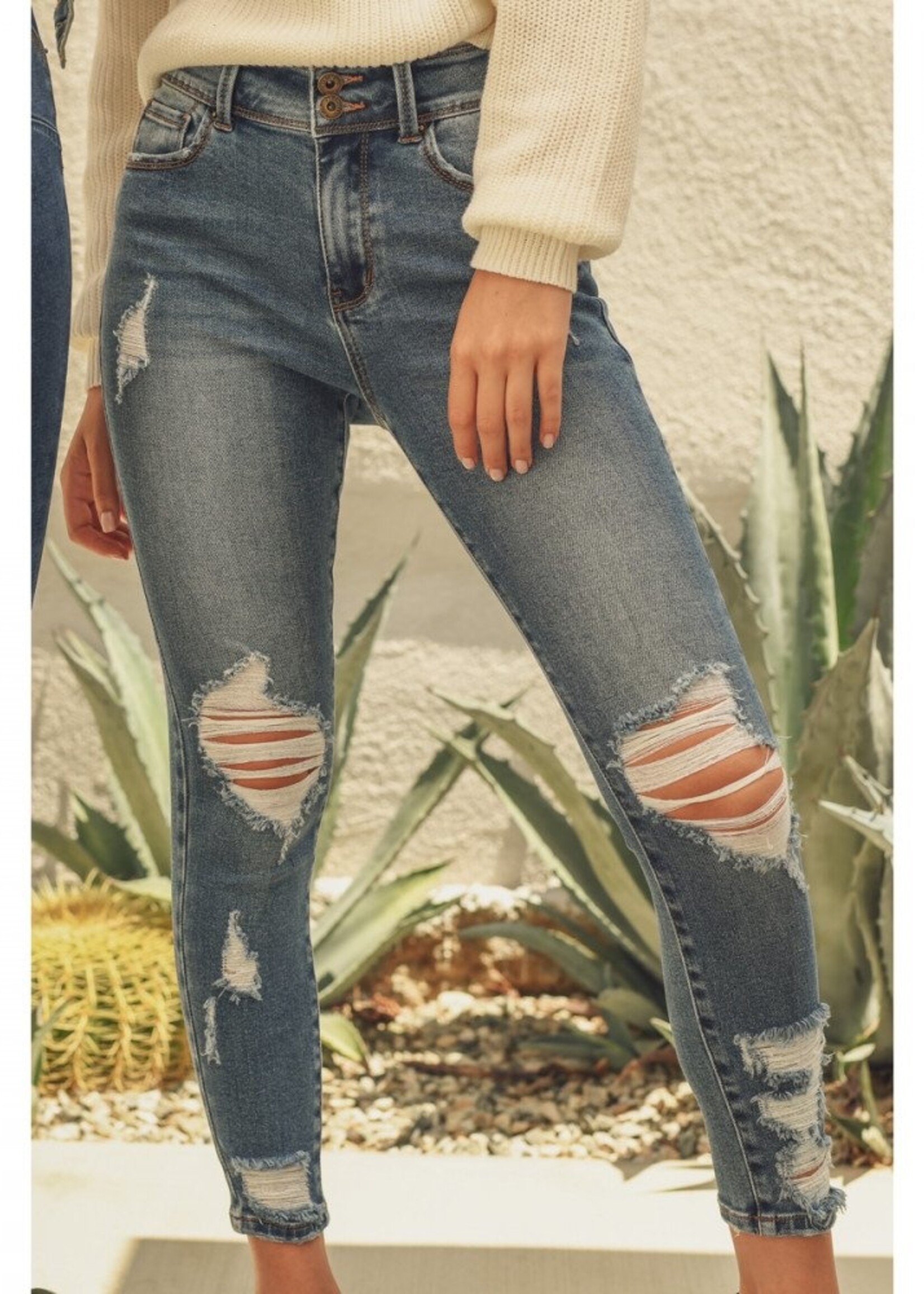 Women Ripped Wax Jeans 90217 Home