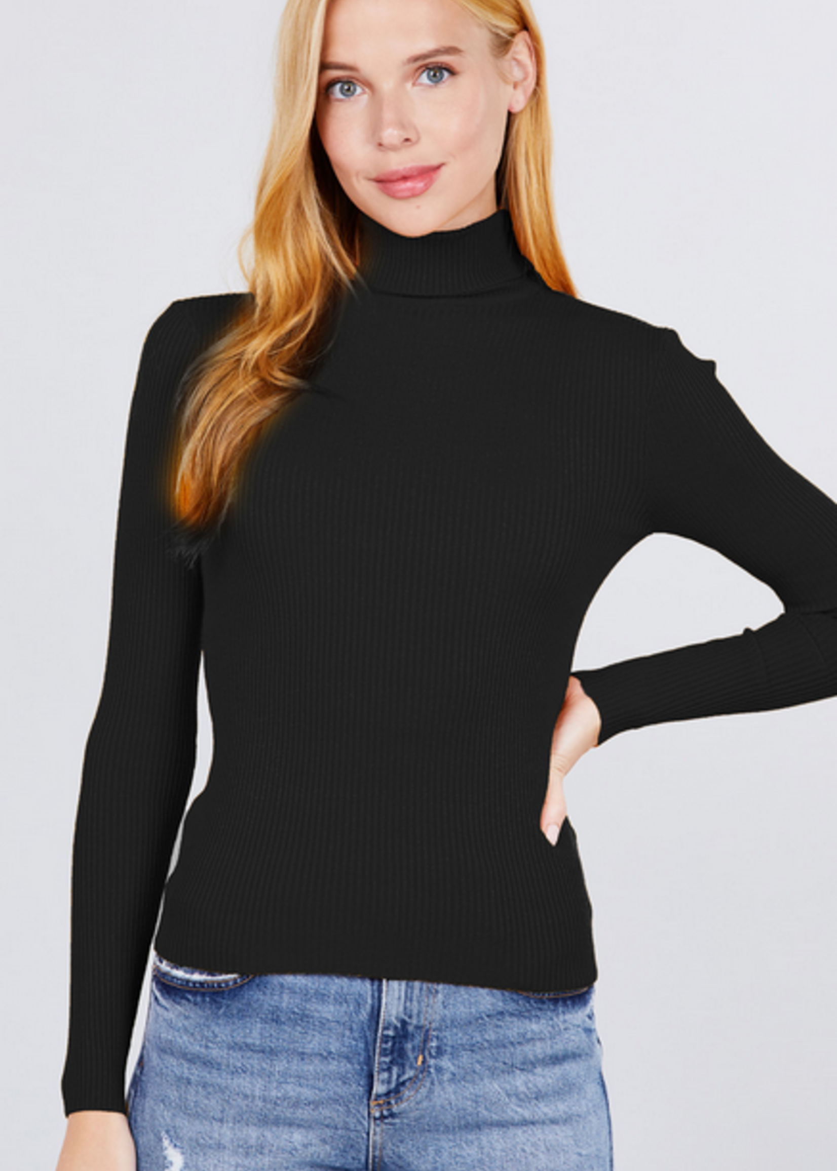 Women's Shrunken Rib Turtleneck Pullover Sweater - Universal Thread™ Black  XS