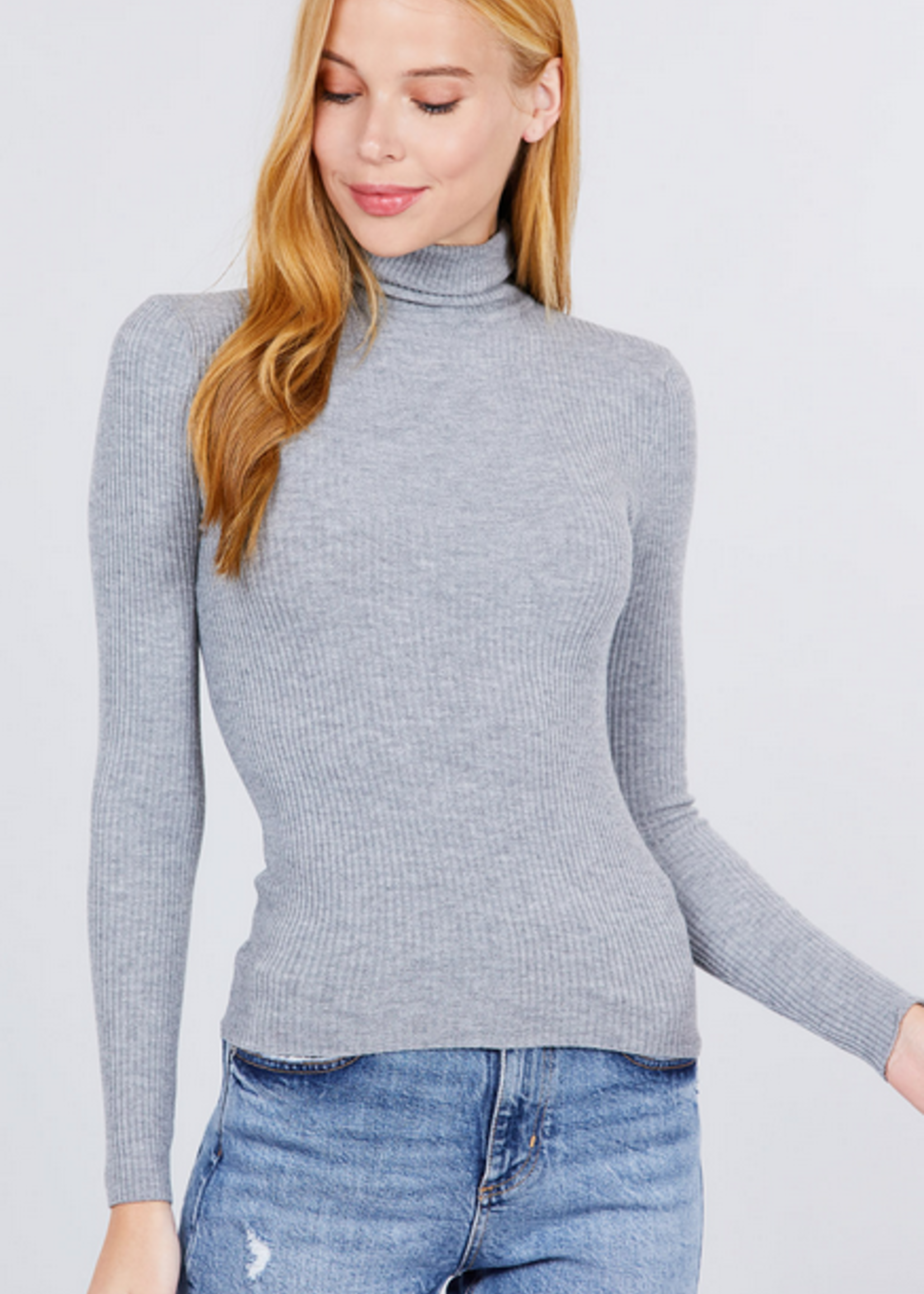 Active USA - Turtle Neck Viscose Rib Sweater - SW11710 - Oly's