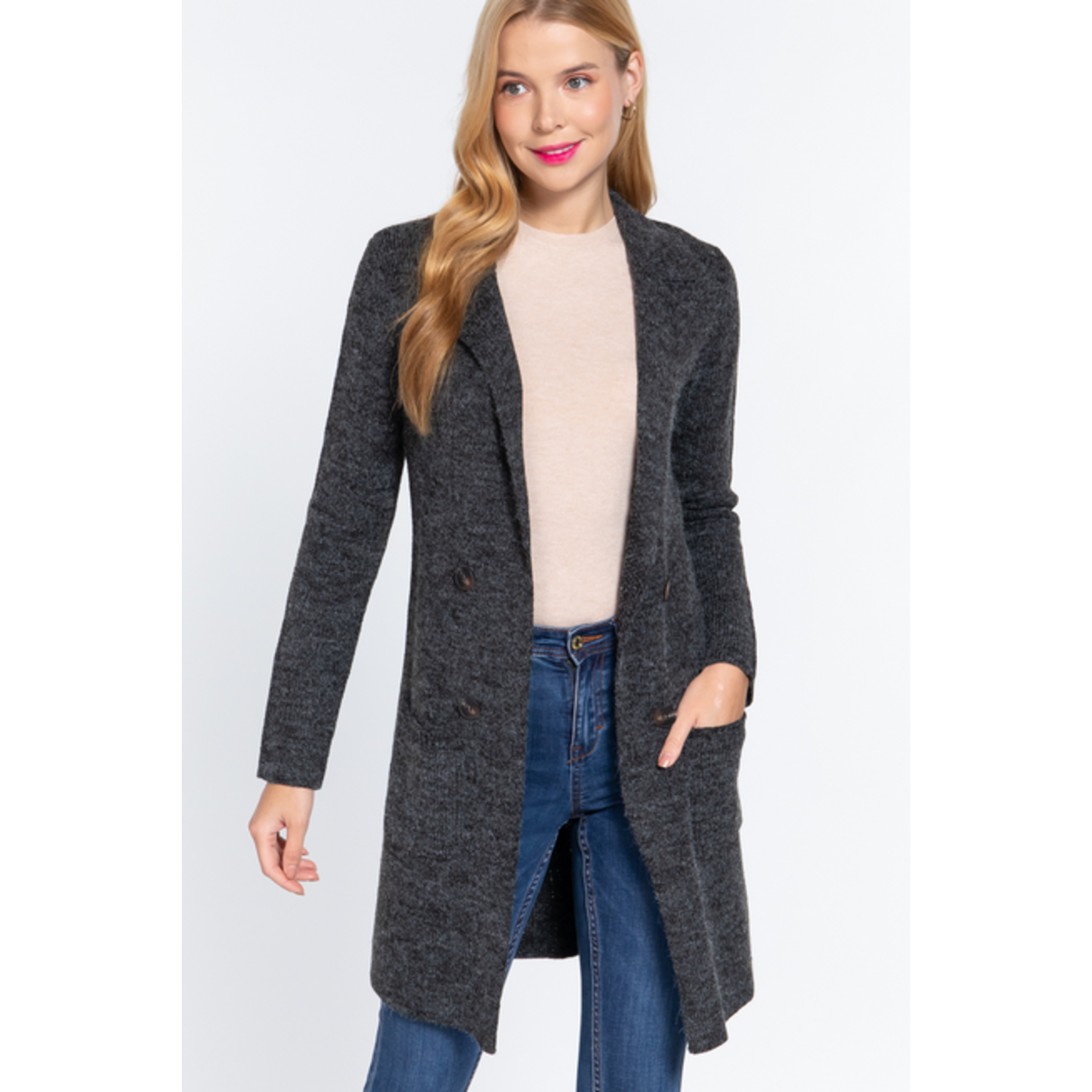 ACTIVE USA, INC. Active USA - Long Sleeve Sweater Jacket - J12027
