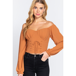 ACTIVE USA, INC. Active USA - Off Shoulder Lace Up Woven Top - T13217