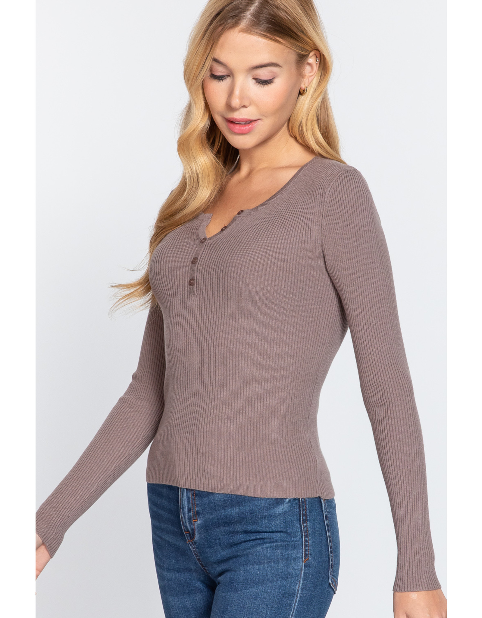ACTIVE USA, INC. Active USA - LONG SLEEVE HENLY SWEATER  STYLE SW10807-N