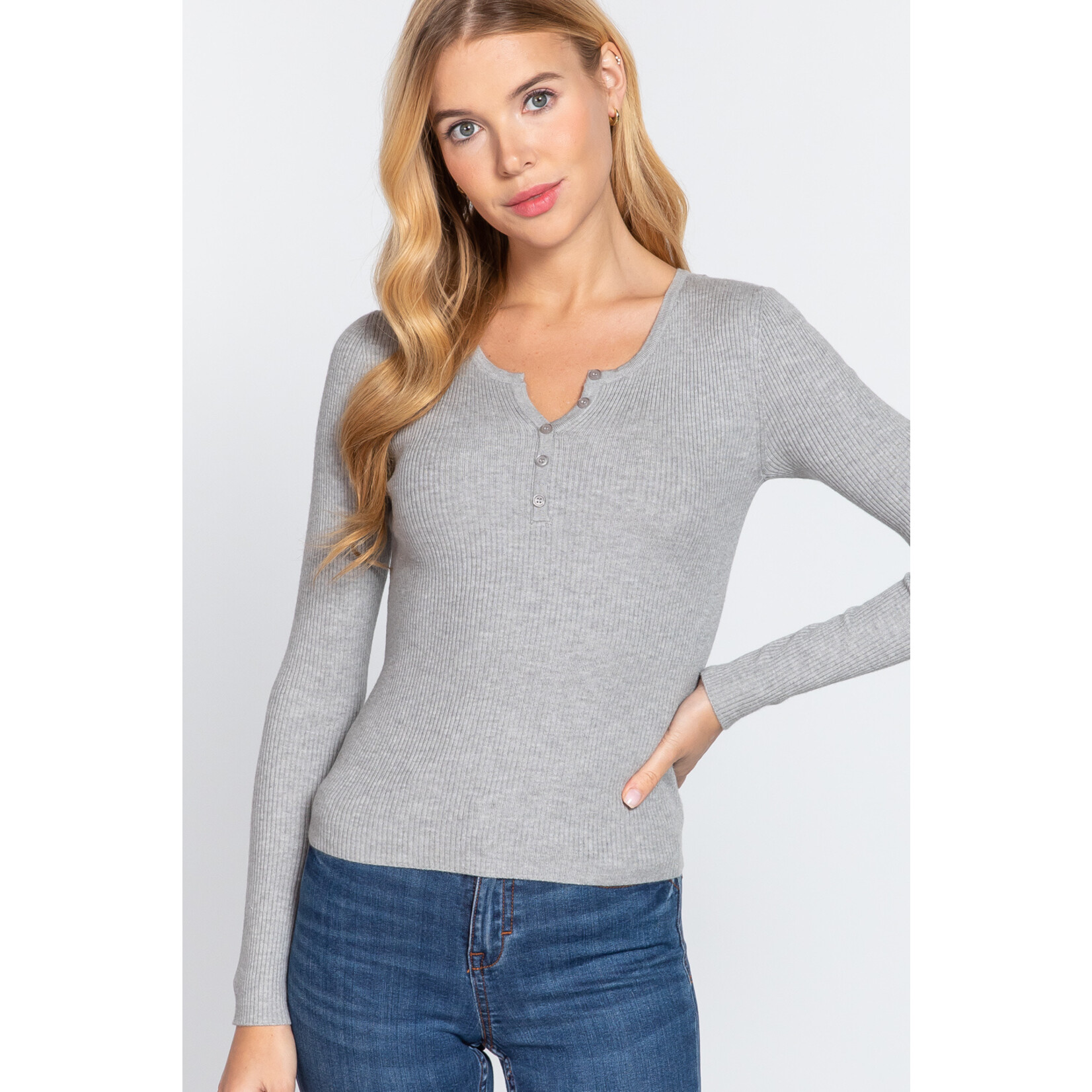ACTIVE USA, INC. Active USA - LONG SLEEVE HENLY SWEATER  STYLE SW10807-N