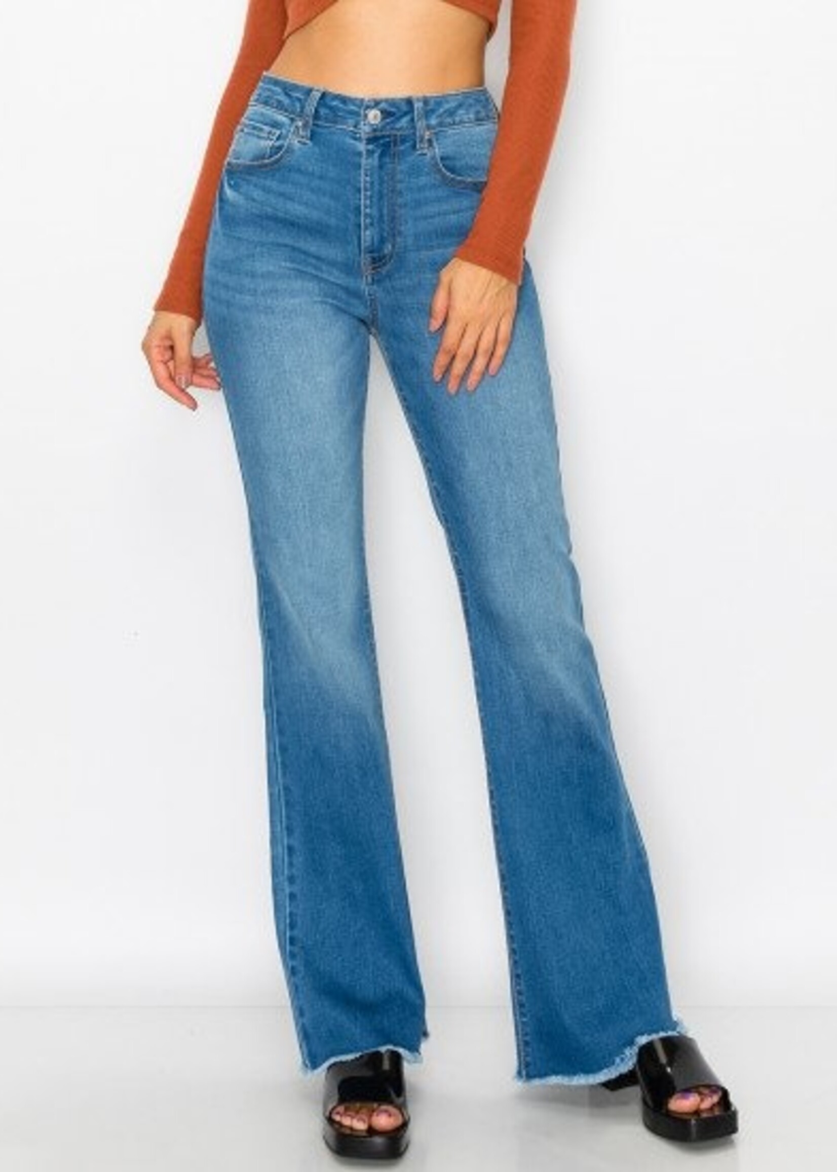 Wax Jean - Fray Hem Flare Jean - 90262 - Oly's Home Fashion