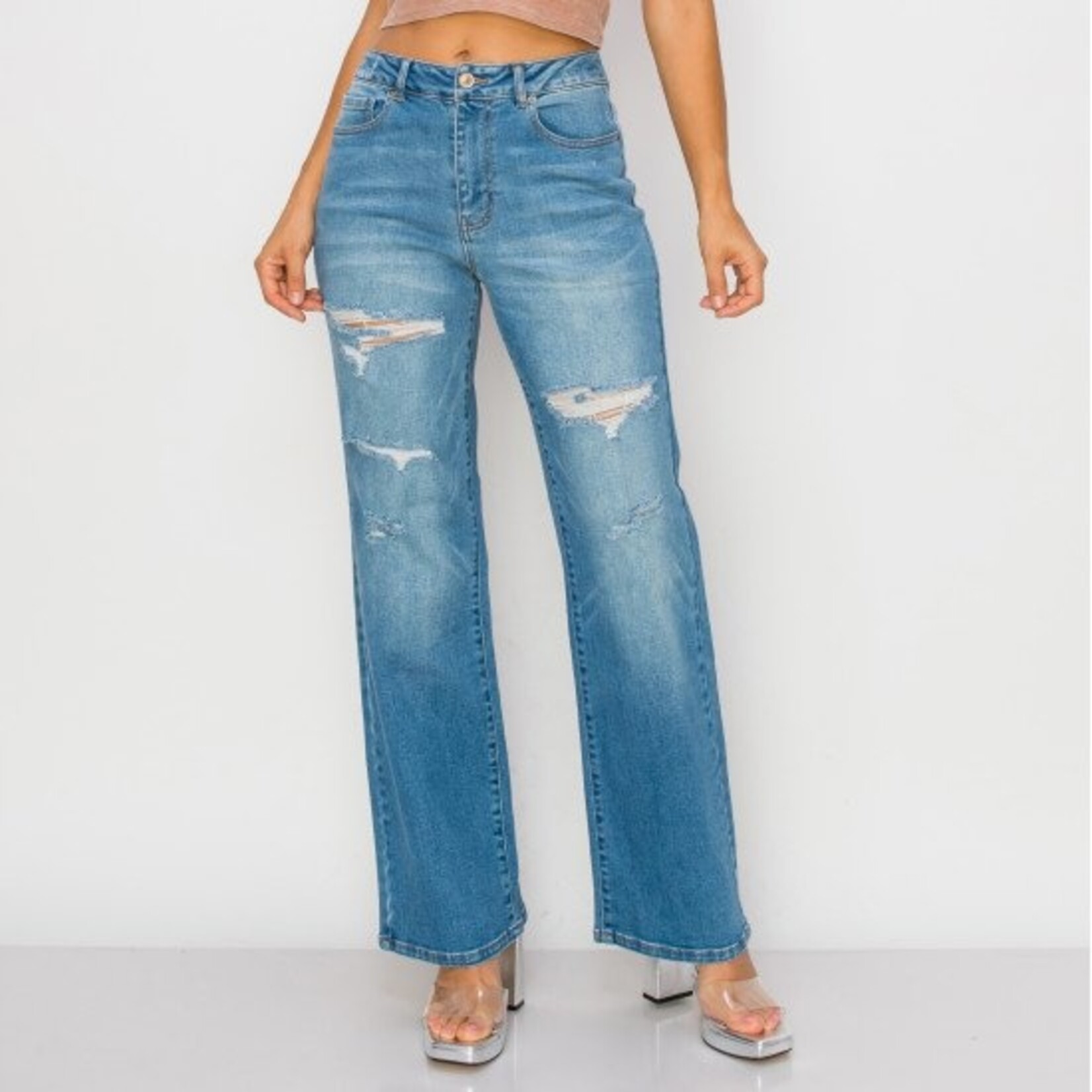 Wax Jeans Wax Jean - Destructed Loose Straight Jean - 90259