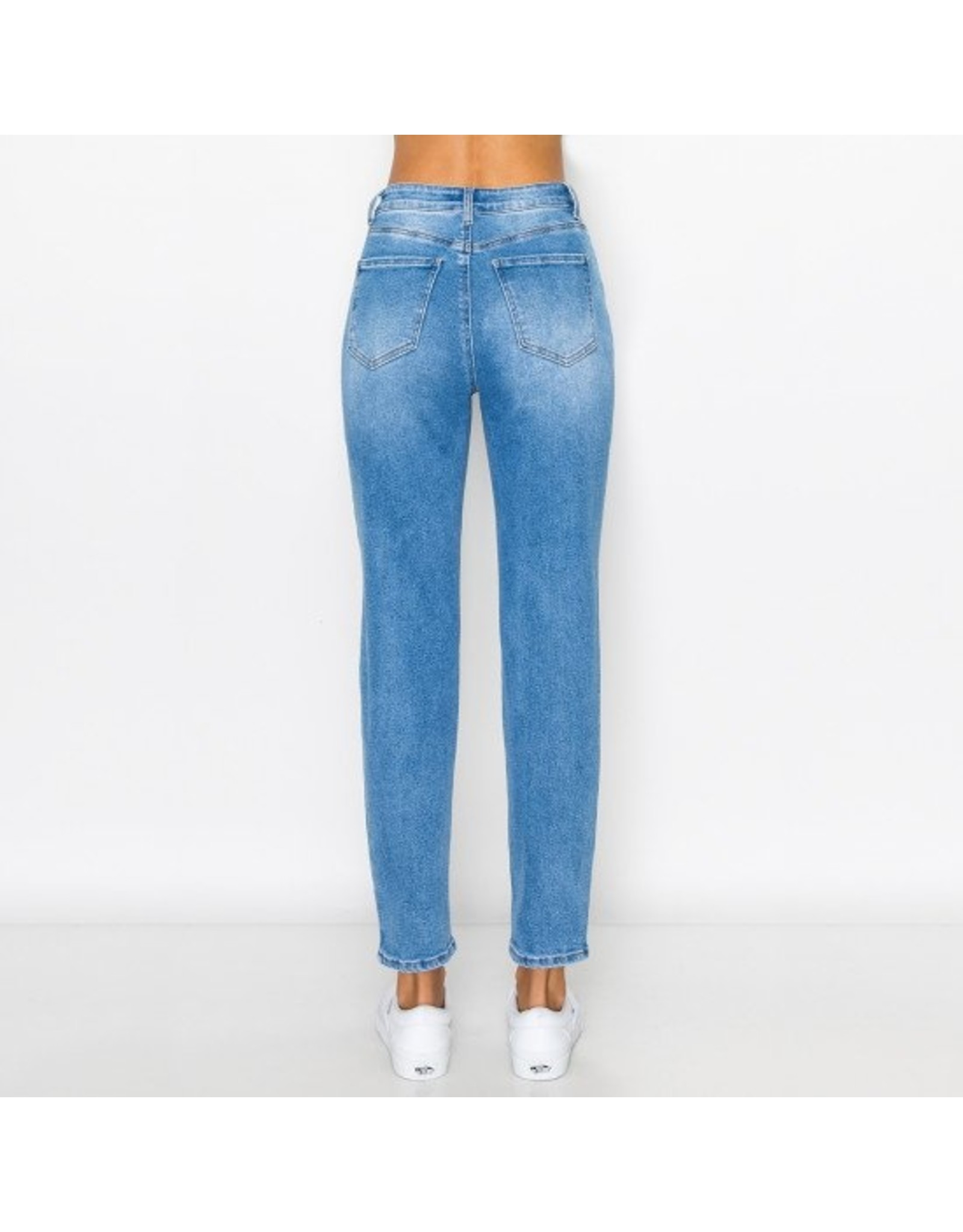 Wax Jean - Mended Destructed Mom Jean - 90255